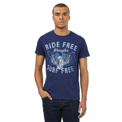 Wrangler Navy 'Ride Free' print t-shirt